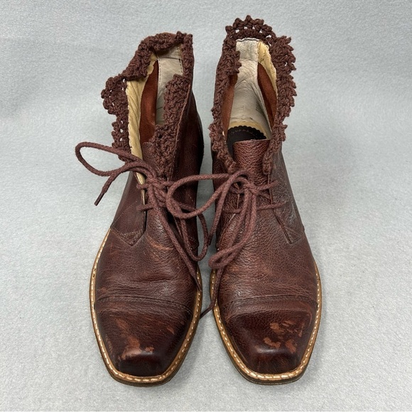 Anthropologie Latigo Kat Crochet Heeled Lace Up Ankle Boots Women’s Size 6.5M - Picture 5 of 12